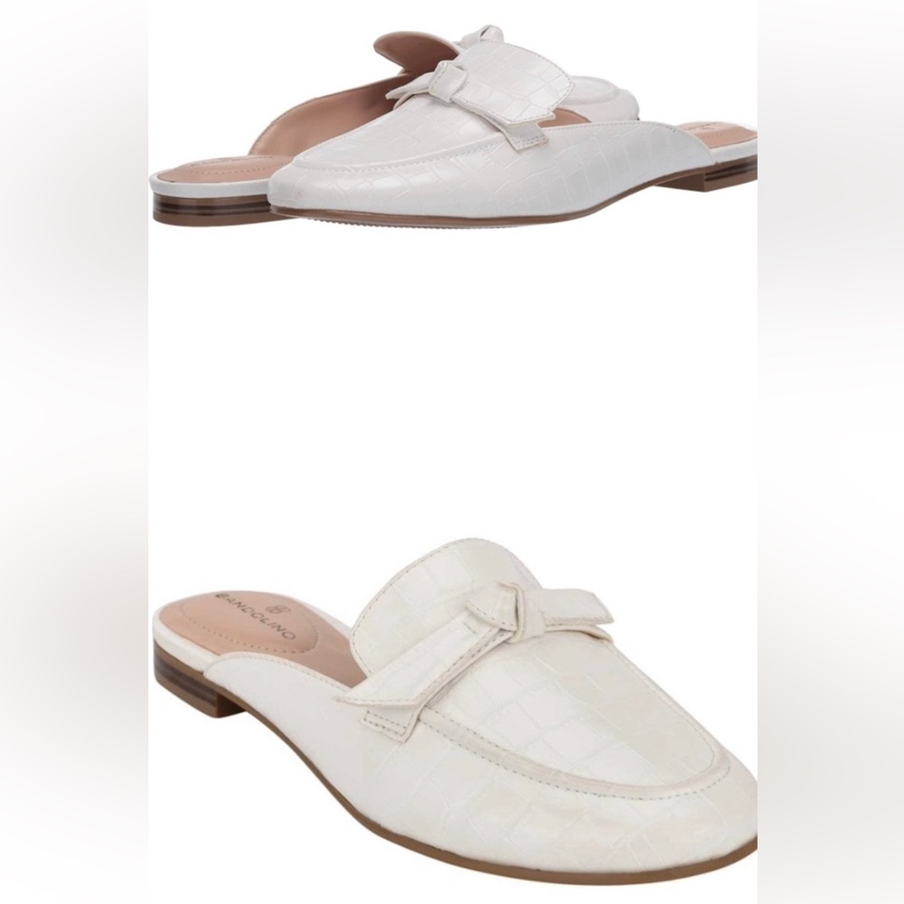 Bandolino White Croc-Embossed Mules worn 1x women’s size 9